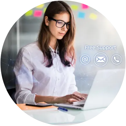 A woman typing on a laptop